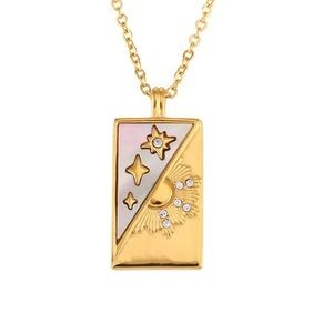18K GOLD PLATED SUN & STARS PENDANT NECKLACE